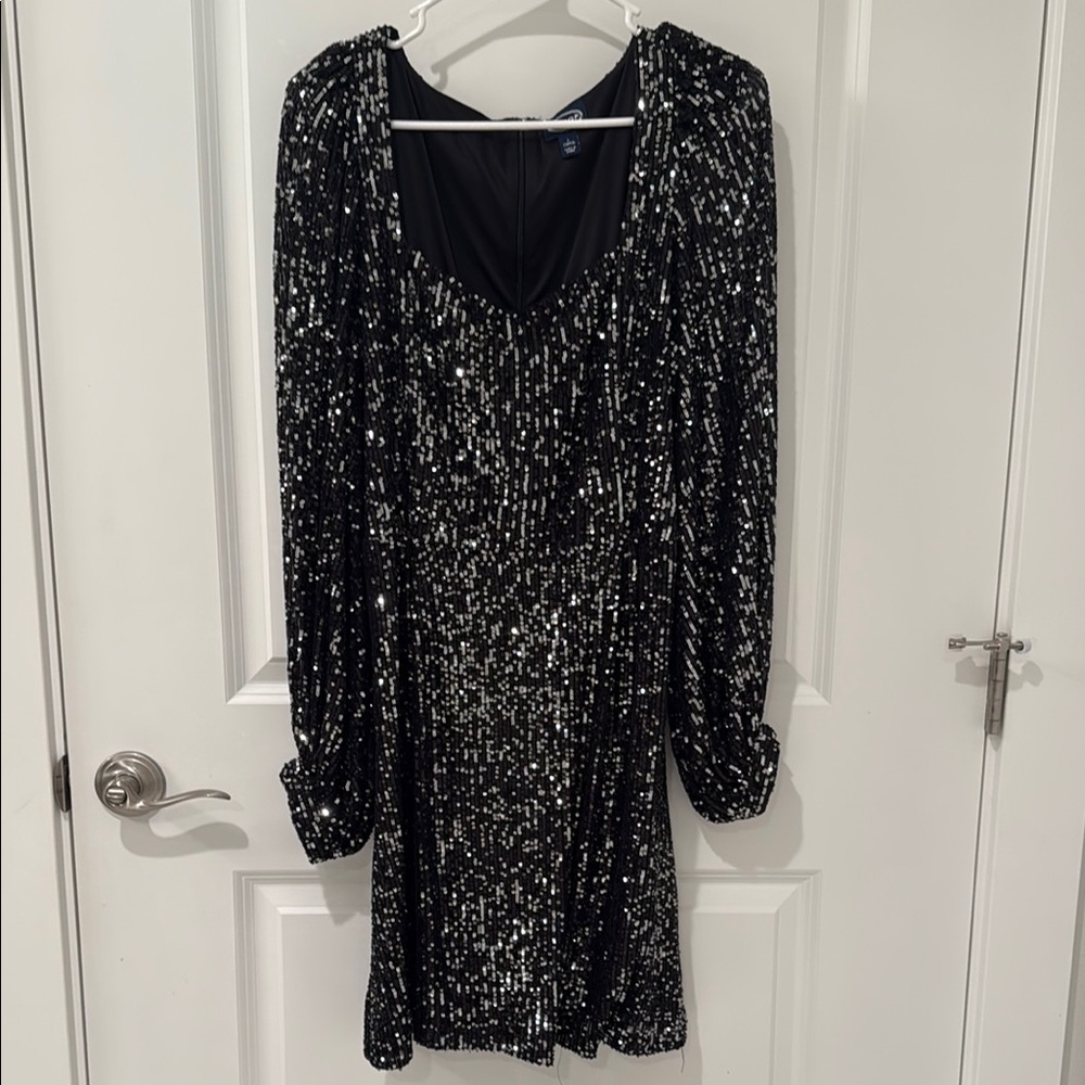 Elegant Black and Silver Sequin Dress